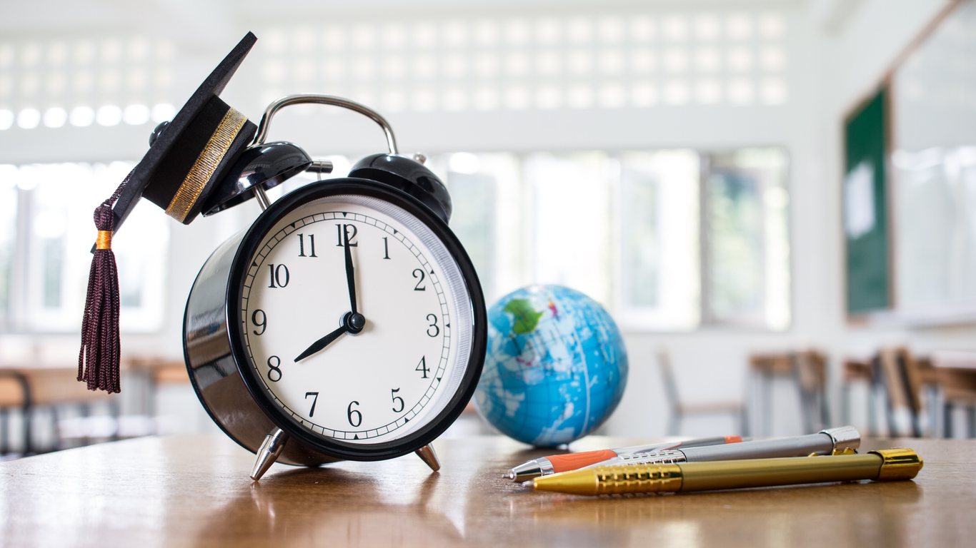 clock on school desk