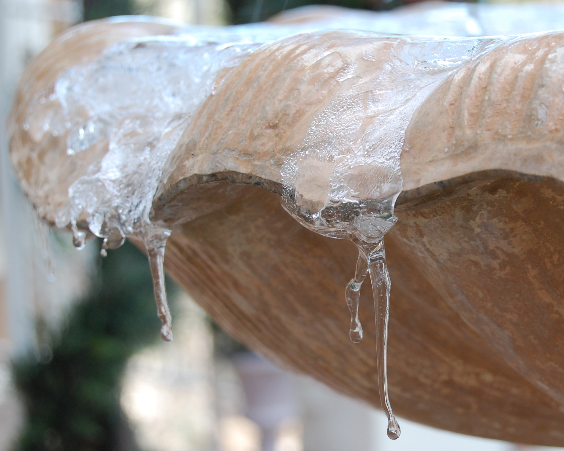 frozen water on fountain