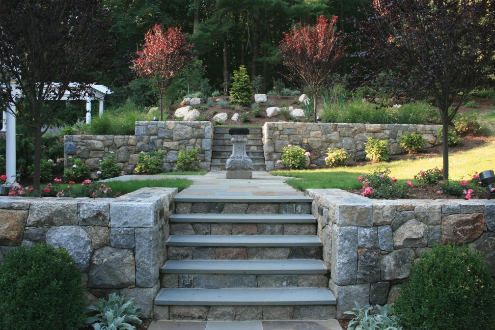 Walkway leading up to lawn