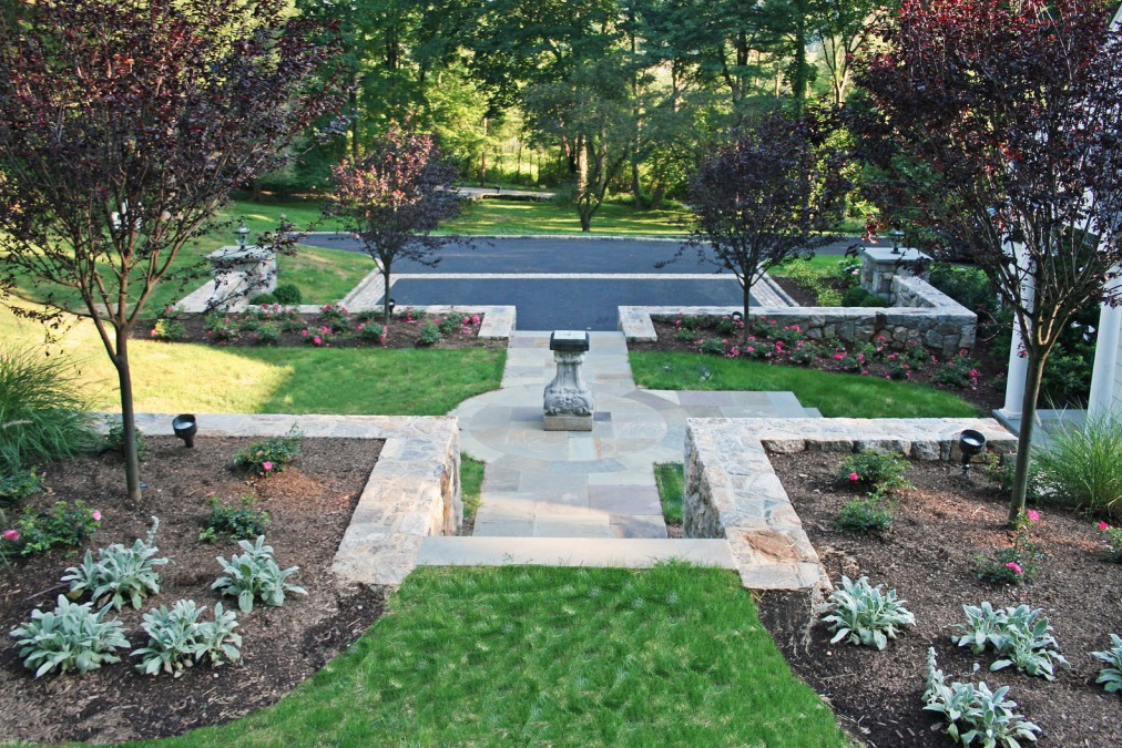 Stone pathway leading to driveway