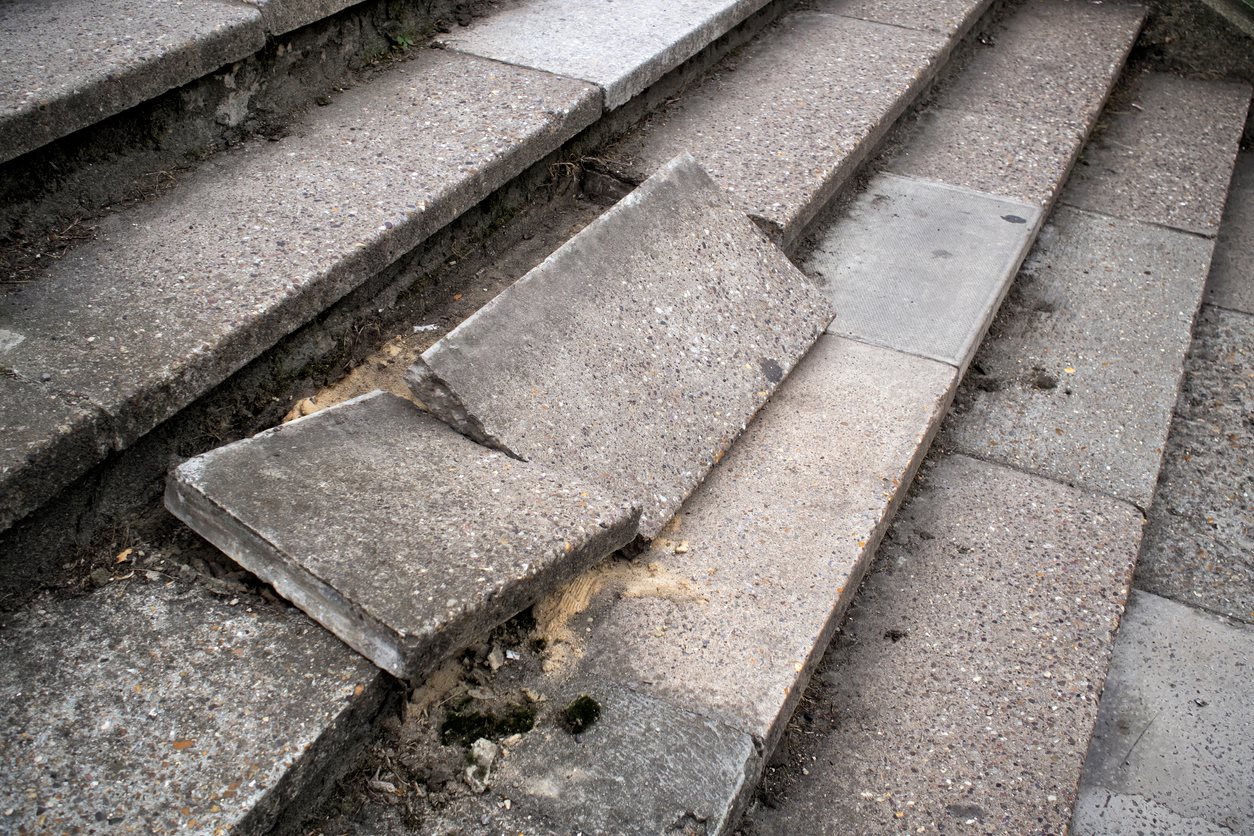 Old and broken stone steps