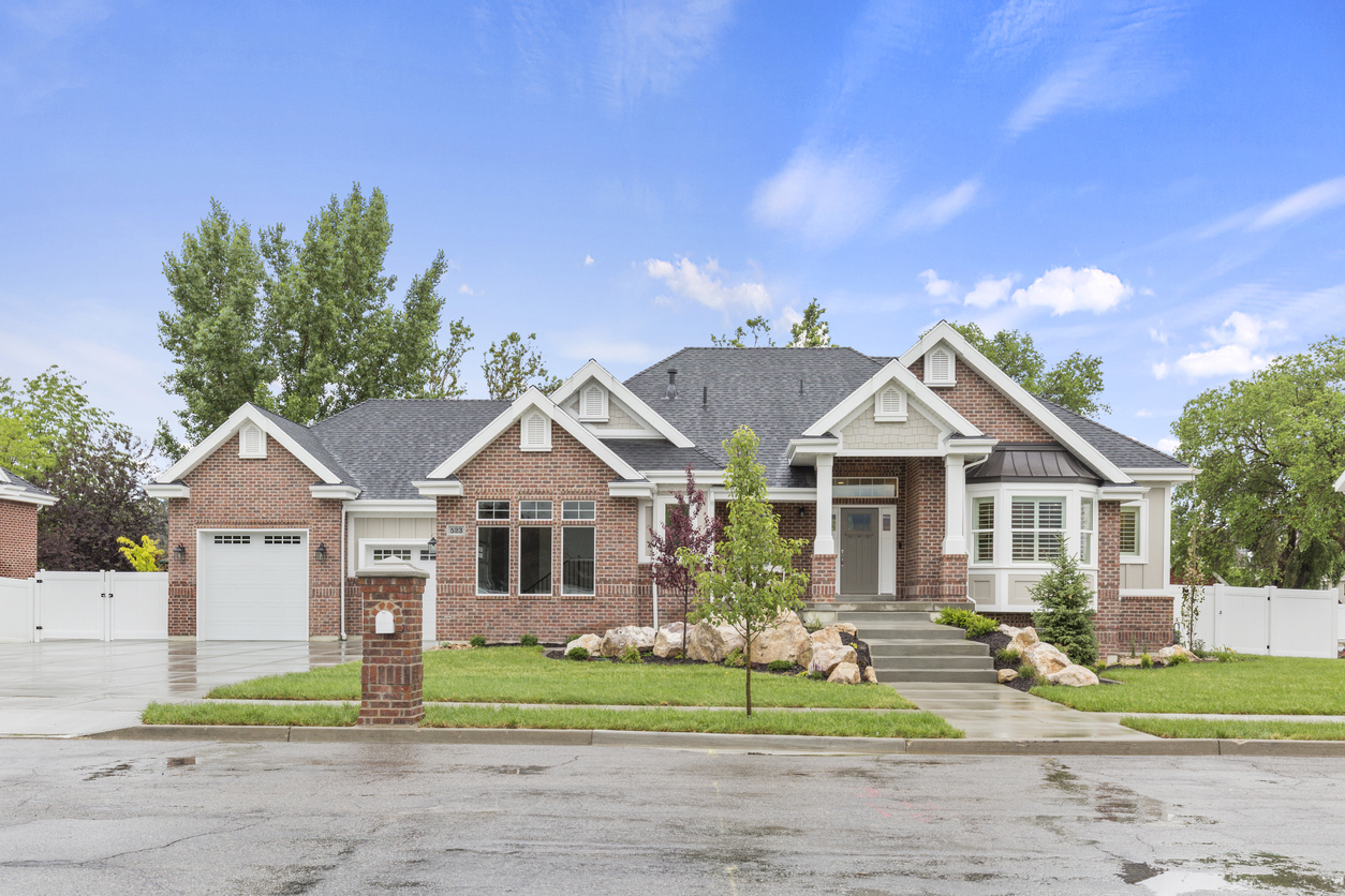 Amazing red brick house with intricate detail and design