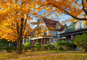 Old mansion like homes in the Elmwood Village neighborhood of Buffalo, New York, USA.