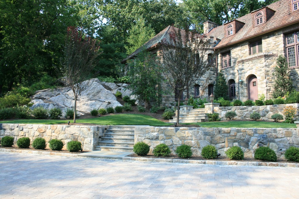 Stone stairs in front of house