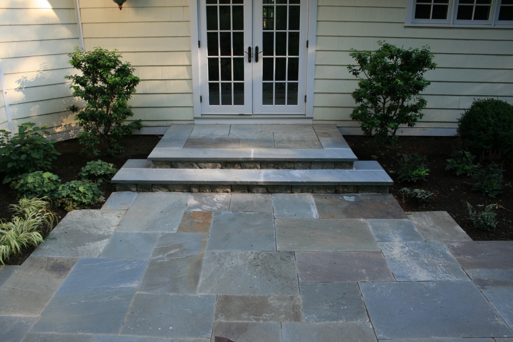 Stone steps leading to double doors