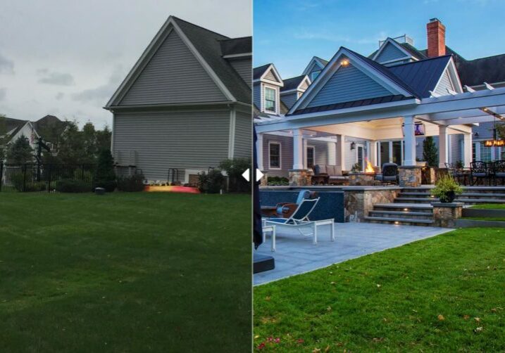 Before and after of backyard landscaping